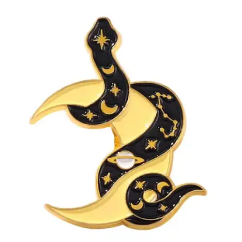 BROOCH LAPEL ENAMEL Magical Pins Pin (Page 1) - Snake on Moon - Clothing & Apparel
