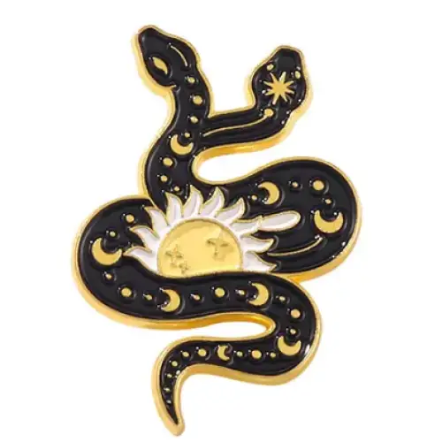 BROOCH LAPEL ENAMEL Magical Pins Pin (Page 1) - Snake with Sun - Clothing & Apparel