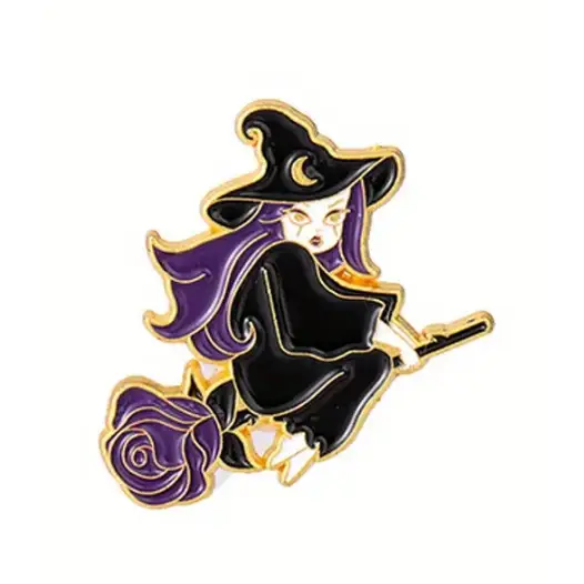 BROOCH LAPEL ENAMEL Magical Pins Pin (Page 1) - Witch on Broom - Clothing & Apparel