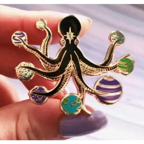 BROOCH LAPEL ENAMEL Magical Pins Pin (Page 1) - Octopus with Planets - Clothing & Apparel