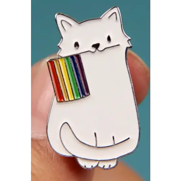BROOCH LAPEL ENAMEL Magical Pins Pin (Page 1) - White Rainbow Kitty - Clothing & Apparel