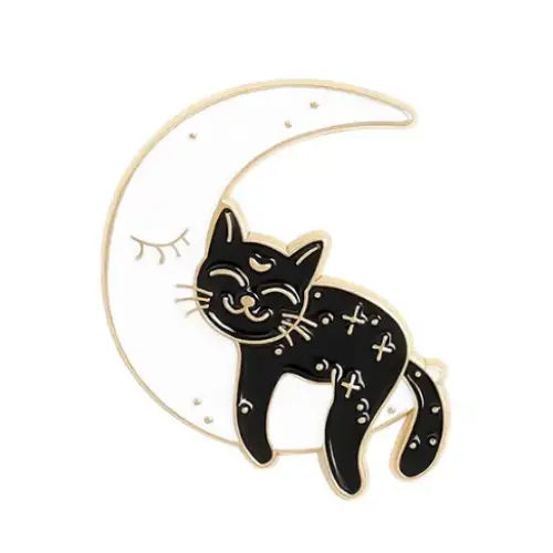 BROOCH LAPEL ENAMEL Magical Pins Pin (Page 1) - Kitty on Moon - Clothing & Apparel