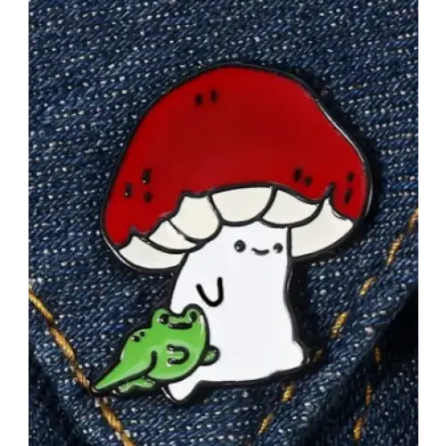 BROOCH LAPEL ENAMEL Magical Pins Pin (Page 1) - Mushroom with Frog - Clothing & Apparel