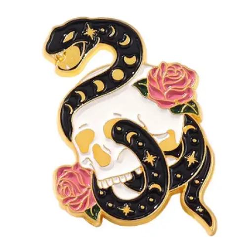 BROOCH LAPEL ENAMEL Magical Pins Pin (Page 1) - Snake on Skull - Clothing & Apparel