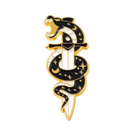 BROOCH LAPEL ENAMEL Magical Pins Pin (Page 1) - Snake on Sword - Clothing & Apparel