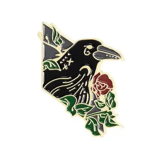BROOCH LAPEL ENAMEL Magical Pins Pin (Page 1) - Raven Small Rose - Clothing & Apparel
