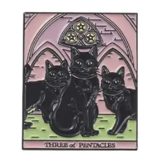 BROOCH LAPEL ENAMEL Magical Pins Pin (Page 1) - Kitty Tarot Three - Clothing & Apparel