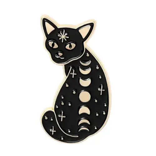 BROOCH LAPEL ENAMEL Magical Pins Pin (Page 1) - Kitty with Moon Phases - Clothing & Apparel