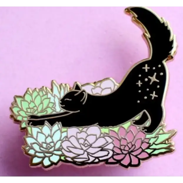 BROOCH LAPEL ENAMEL Magical Pins Pin (Page 1) - Kitty with Lotus - Clothing & Apparel