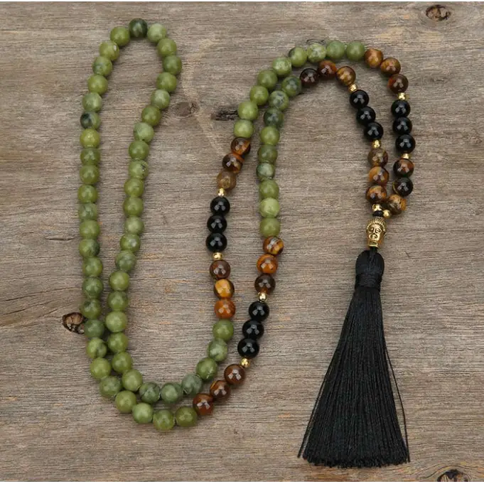 Mala Beads - Southern Jade and Tigers Eye - Jewelry