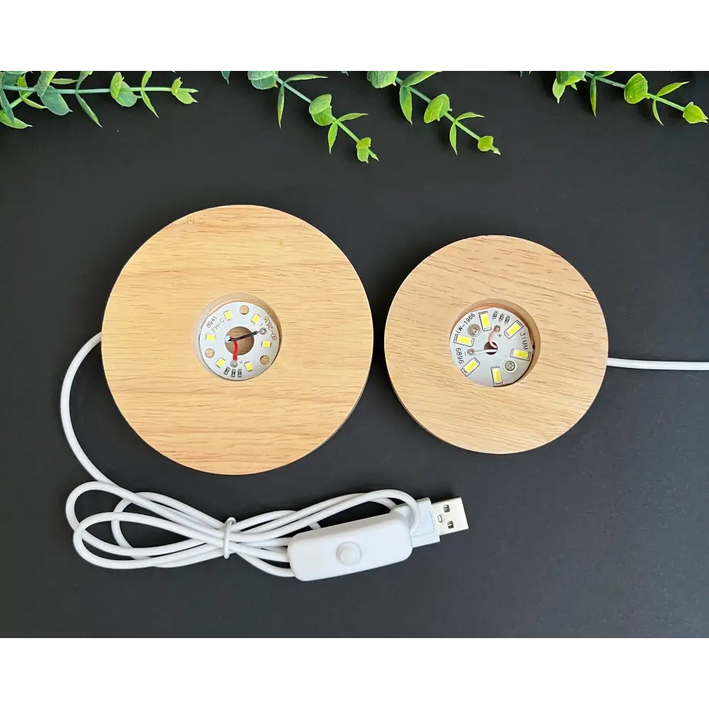 🪵✨ Medium Wood Lighted Base Sphere Stand 3’’ (LED) – Illuminate Ground and Display Your Treasures 🌟