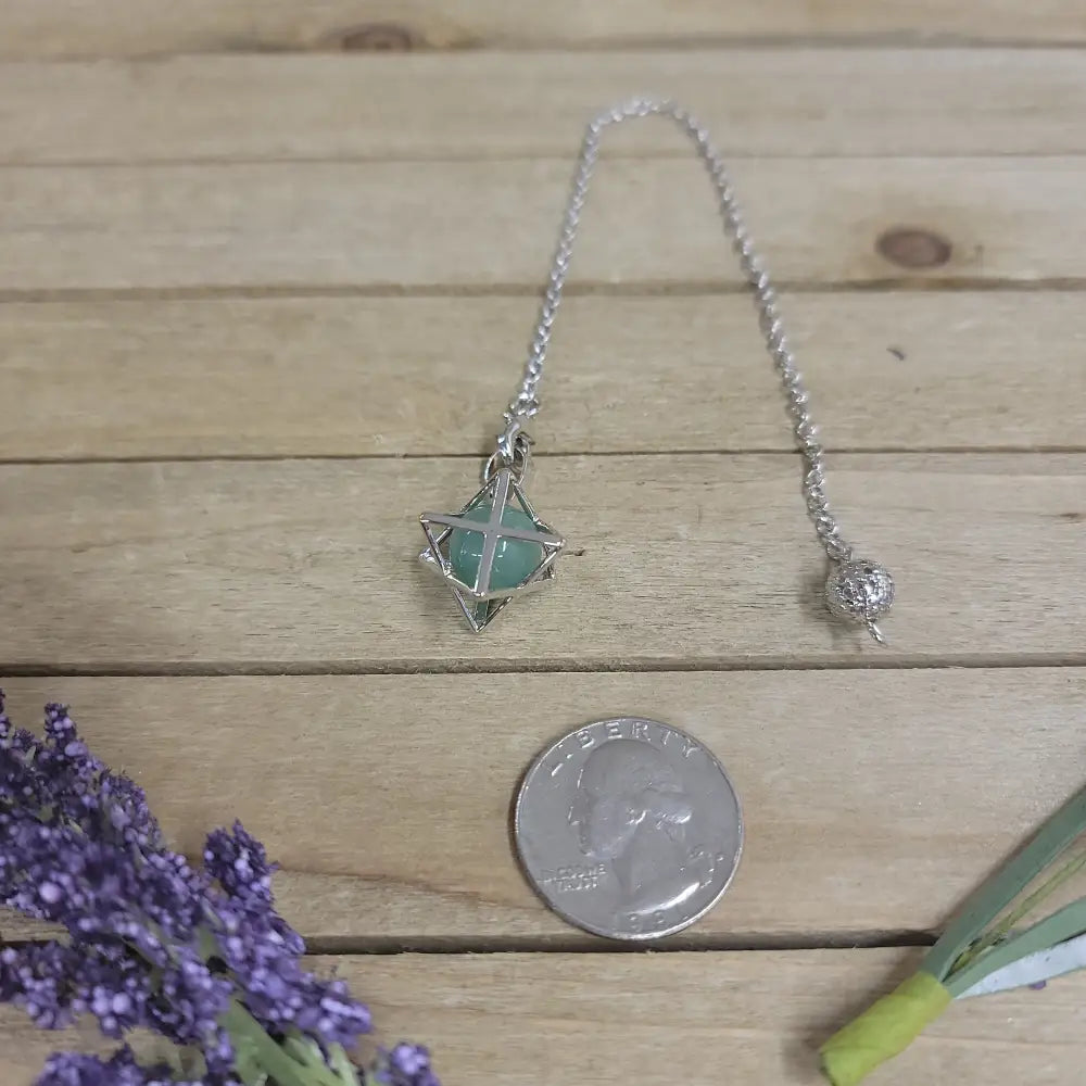 MERKABA / CRYSTAL PENDULUM - GREEN AVENTURINE - Pendulums & Mats
