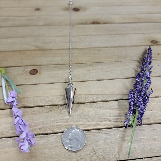 METAL CONE PENDULUM - SILVER - Pendulums & Mats