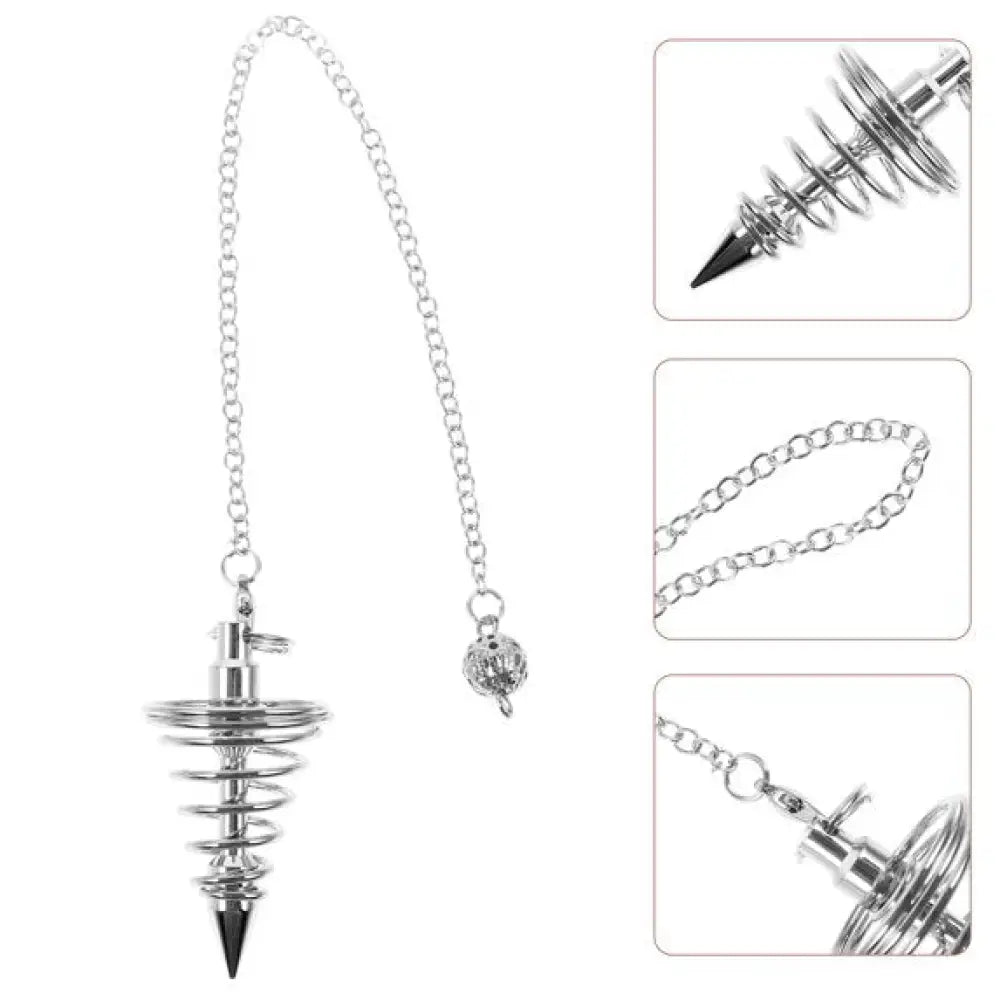 🔮✨ Metal Cone Pendulum – Solid & Spiral Wire – Precision Clarity and Timeless Divination! 🌟 Silver Metal Spiral