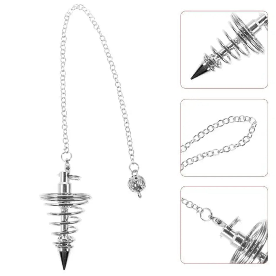 🔮✨ Metal Cone Pendulum – Solid & Spiral Wire – Precision Clarity and Timeless Divination! 🌟 Silver Metal Spiral
