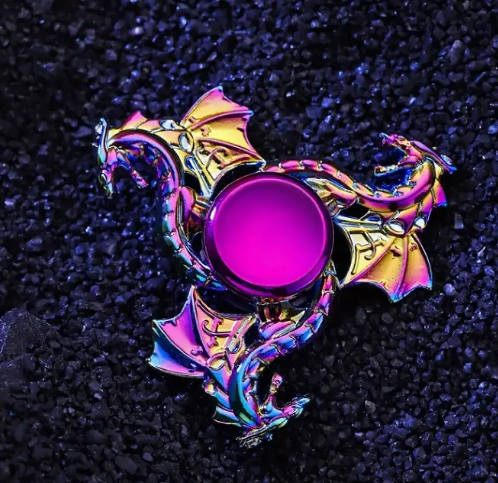 Metallic Rainbow Colored Fidget Spinners with Smooth Spin - Dragons - Chilling Out Accessories