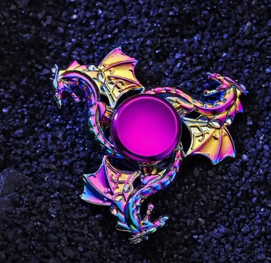 Metallic Rainbow Colored Fidget Spinners with Smooth Spin - Dragons - Chilling Out Accessories