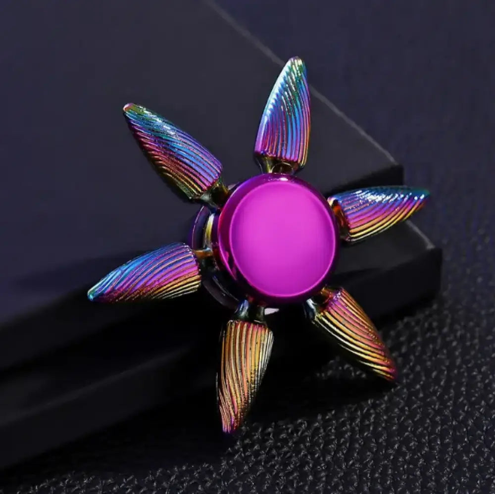 Metallic Rainbow Colored Fidget Spinners with Smooth Spin - Gear Points - Chilling Out Accessories