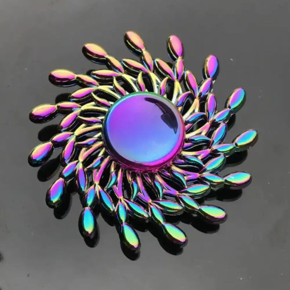Metallic Rainbow Colored Fidget Spinners with Smooth Spin - Mandala - Chilling Out Accessories