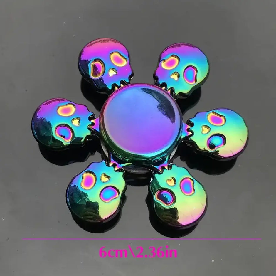 Metallic Rainbow Colored Fidget Spinners with Smooth Spin - Skulls - Chilling Out Accessories