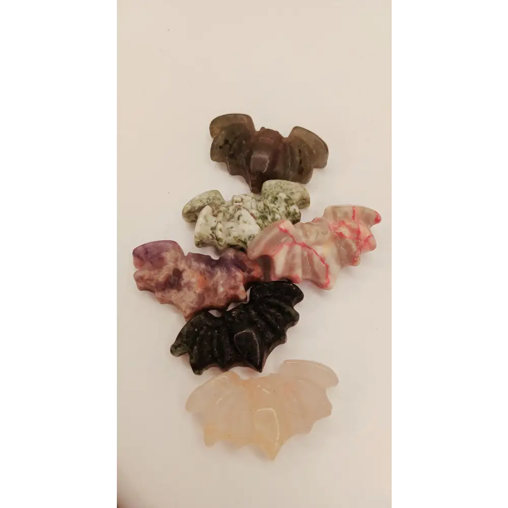 🪨✨ Mini Stone Carvings – Owls Gnomes Fairies and More 🍄 - Bats-FLAT