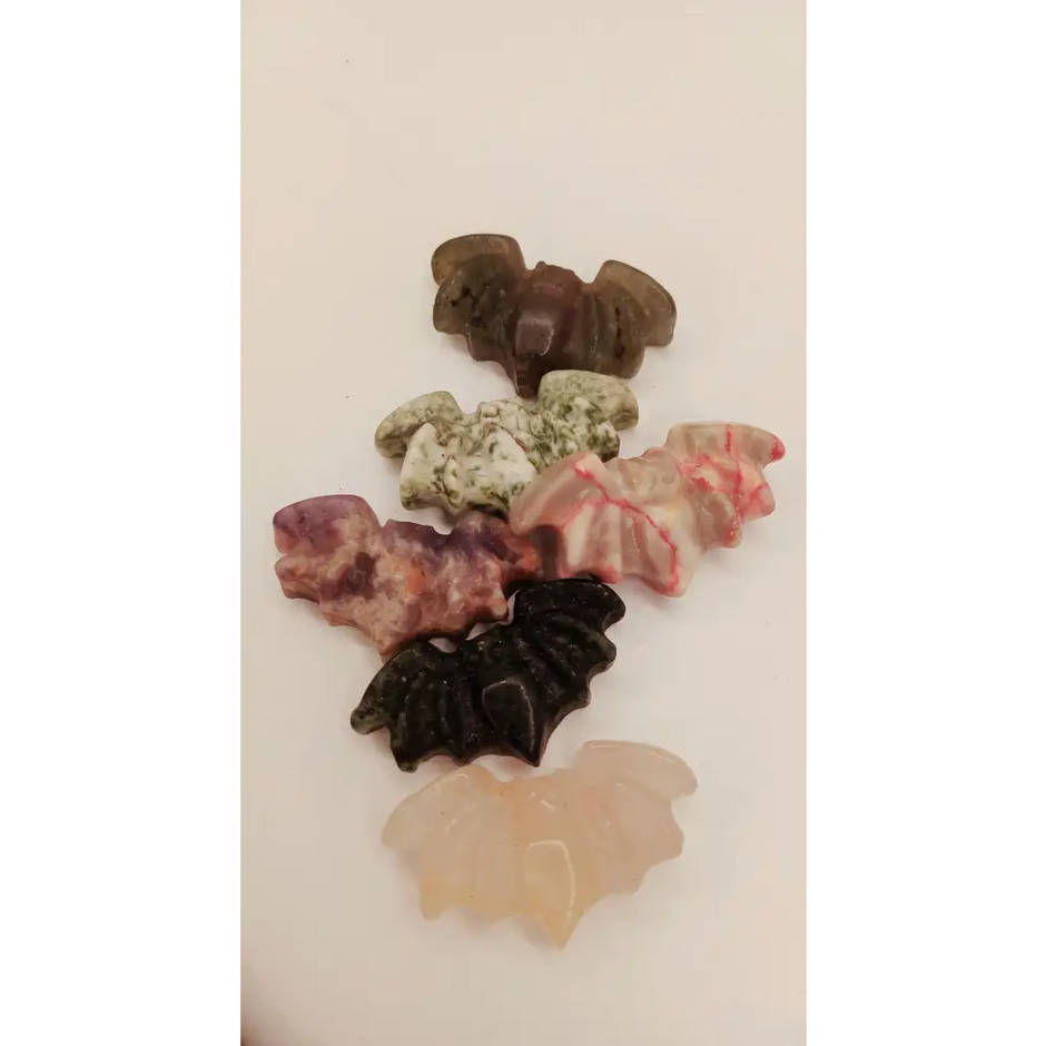 🪨✨ Mini Stone Carvings – Owls Gnomes Fairies and More 🍄 - Bats-FLAT