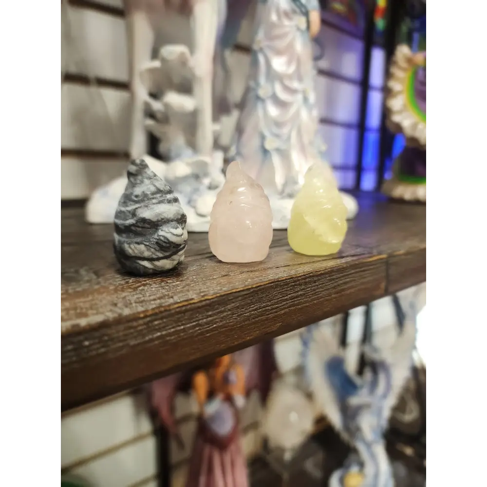 Little Stone Carvings- Owl Gnome Fairy Mushroom Llama Middle fingers and Bats - gnome