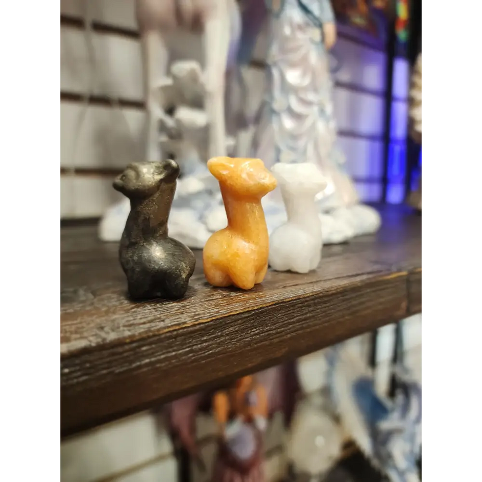 Little Stone Carvings- Owl Gnome Fairy Mushroom Llama Middle fingers and Bats - llama