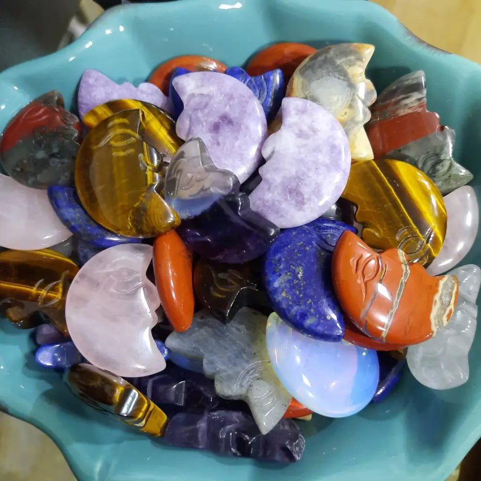 Mixed Crystal Moon Faces - Small - Carvings