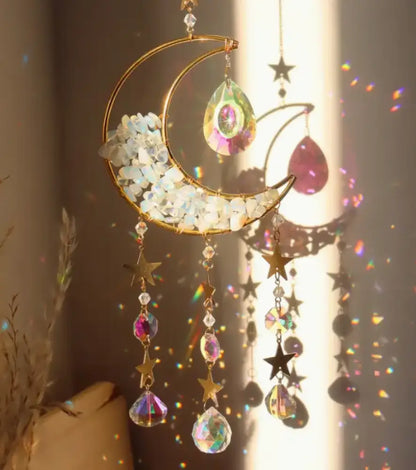 🌙✨ Moon Crystal Prisms Suncatcher – Radiant Light Lunar Magic and Crystal Rainbow Energy! 🌈 - Rainbow Moonstone