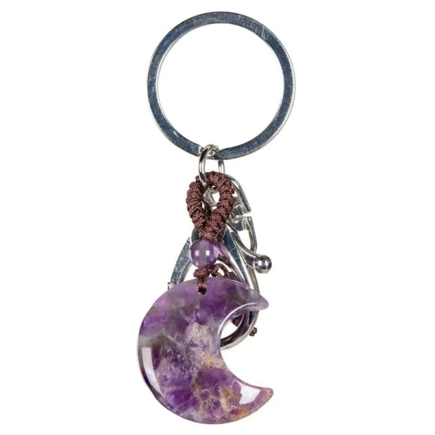 🌙🔑 Moon Keychains with Assorted Stones – Celestial Charm Crystal Energy and Everyday Magic! ✨