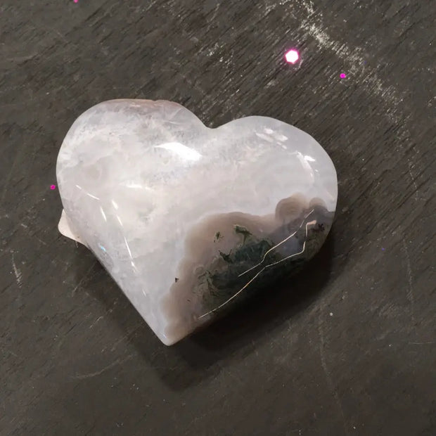 Incredible Moss Agate Palmstones and Hearts - Heart - PALM