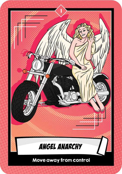 Naughty Oracle deck by Naomi Beth, featuring vibrantly illustrated cards and a 128-page guidebook, displayed on a white background.
