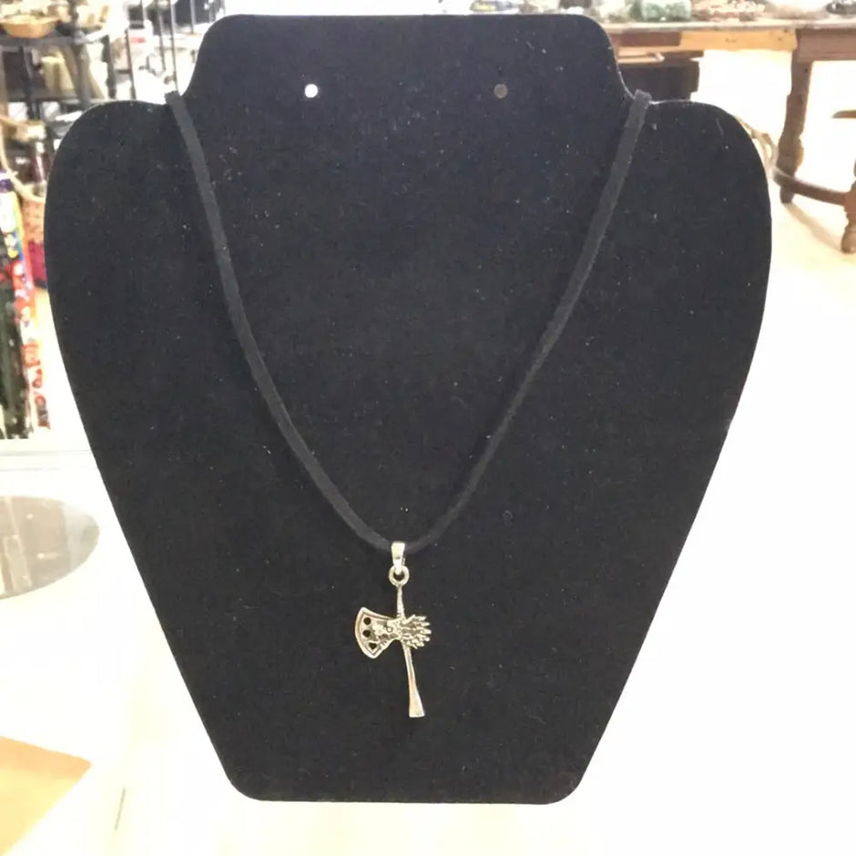 Pendant featuring a detailed Norse wolf and Viking axe, displayed on a white background. Perfect for strength, protection, and Viking spirit.