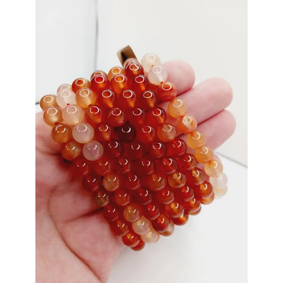 🍊✨ Orange Carnelian 8 mm Bracelet – Vitality Creativity and Sacral Chakra Power! 🔥 - OMC BRACELETS