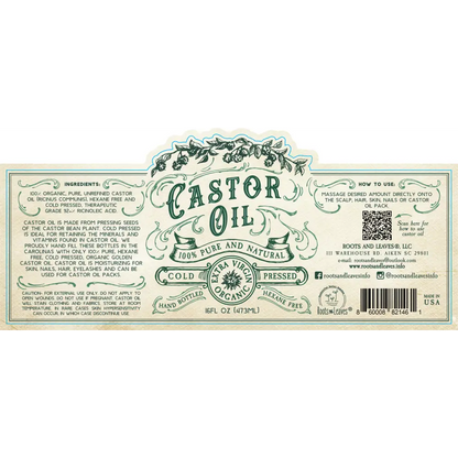 🌱✨ Organic Cold Pressed Castor Oil – Hexane Free & USA Bottled (16 oz) 💧 - Herbs & Accessories