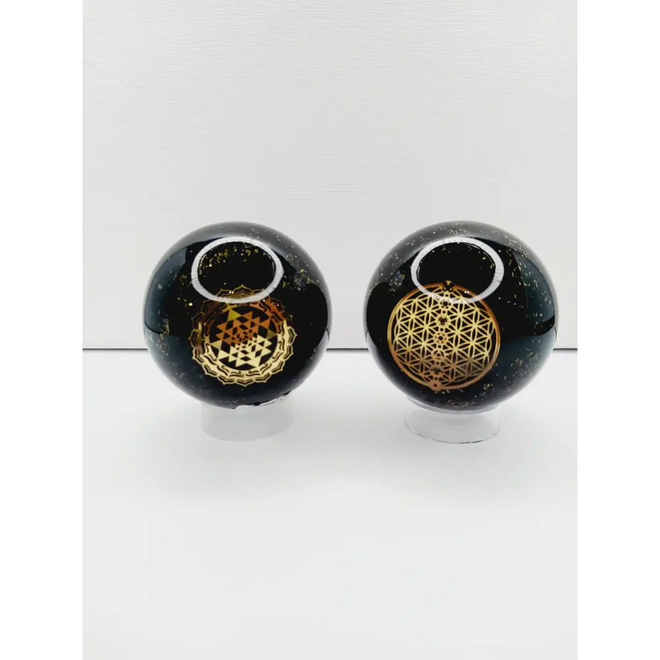 🌟🔮 Orgonite Spheres – Multi-Crystal Energy for Protection & Harmony! ✨ - Obsidian - Spheres