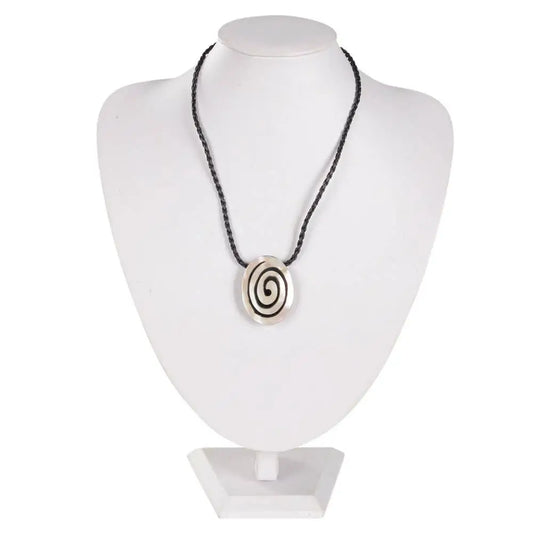 Oval Spiral Abalone Shell on Leather Cord - Jewelry