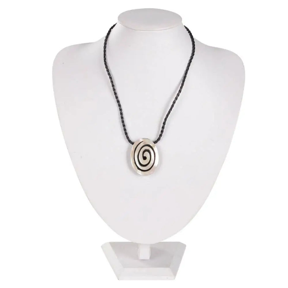 Oval Spiral Abalone Shell on Leather Cord - Jewelry
