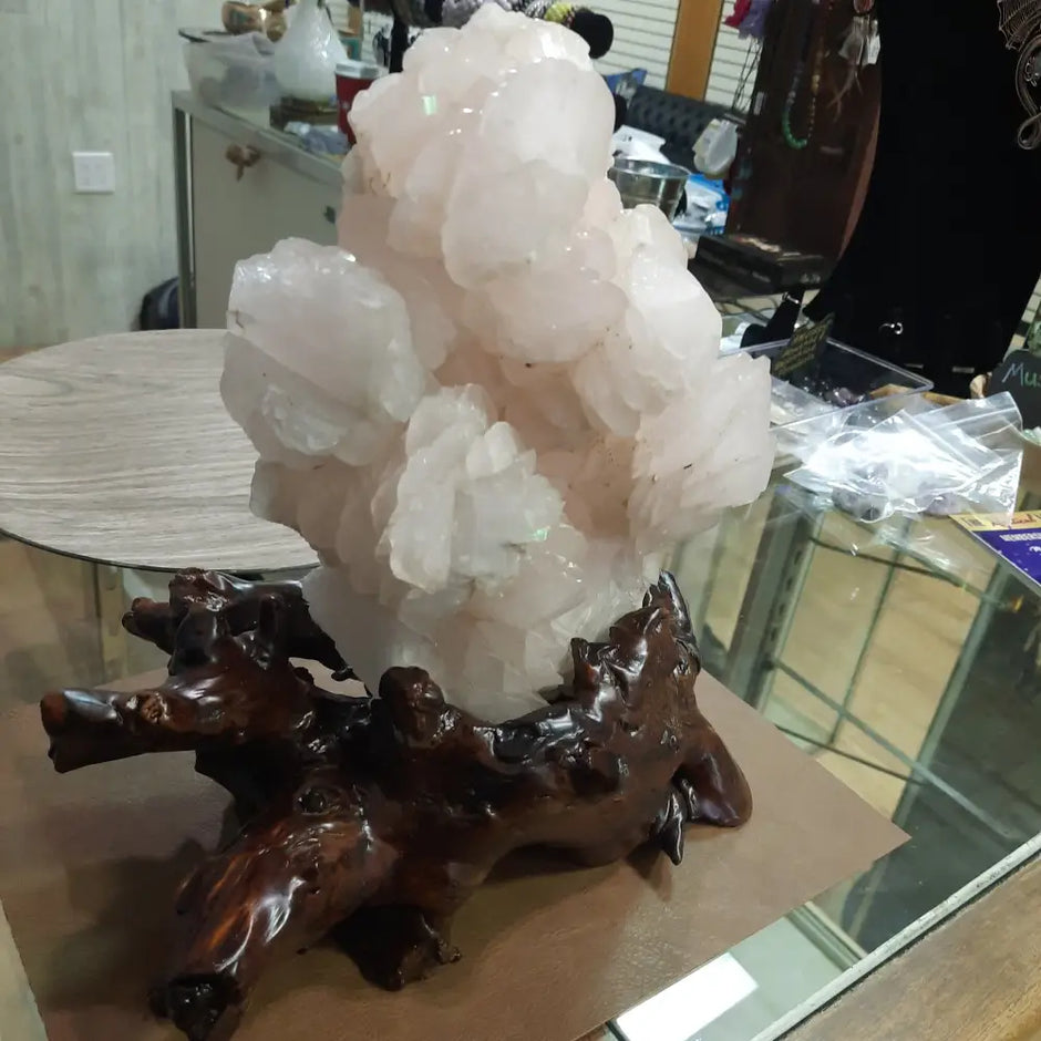 Pink Mercedes Calcite with Stand - Specimens
