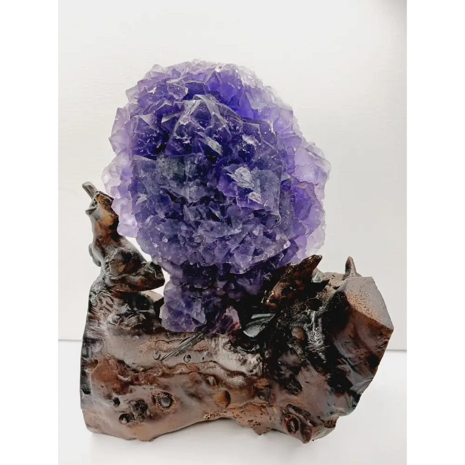 💜✨ Purple Gemy Fluorite with Stand – Clarity Intuition and Majestic Energy 🌟 - Specimens