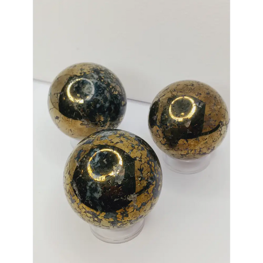 🖤💛 Pyrite and Black Quartz Sphere 2’’ – Protection Manifestation and Empowerment ✨ - Spheres