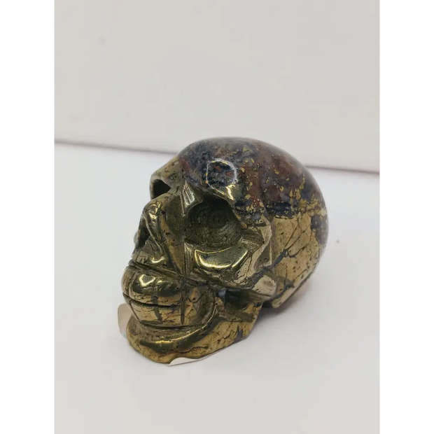 💀✨ Pyrite and Quartz Skull 2’’ – Abundance Clarity and Protection 💛 - 5 - Carvings