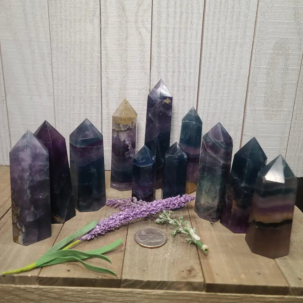Rainbow Fluorite Colorful Towers - Towers
