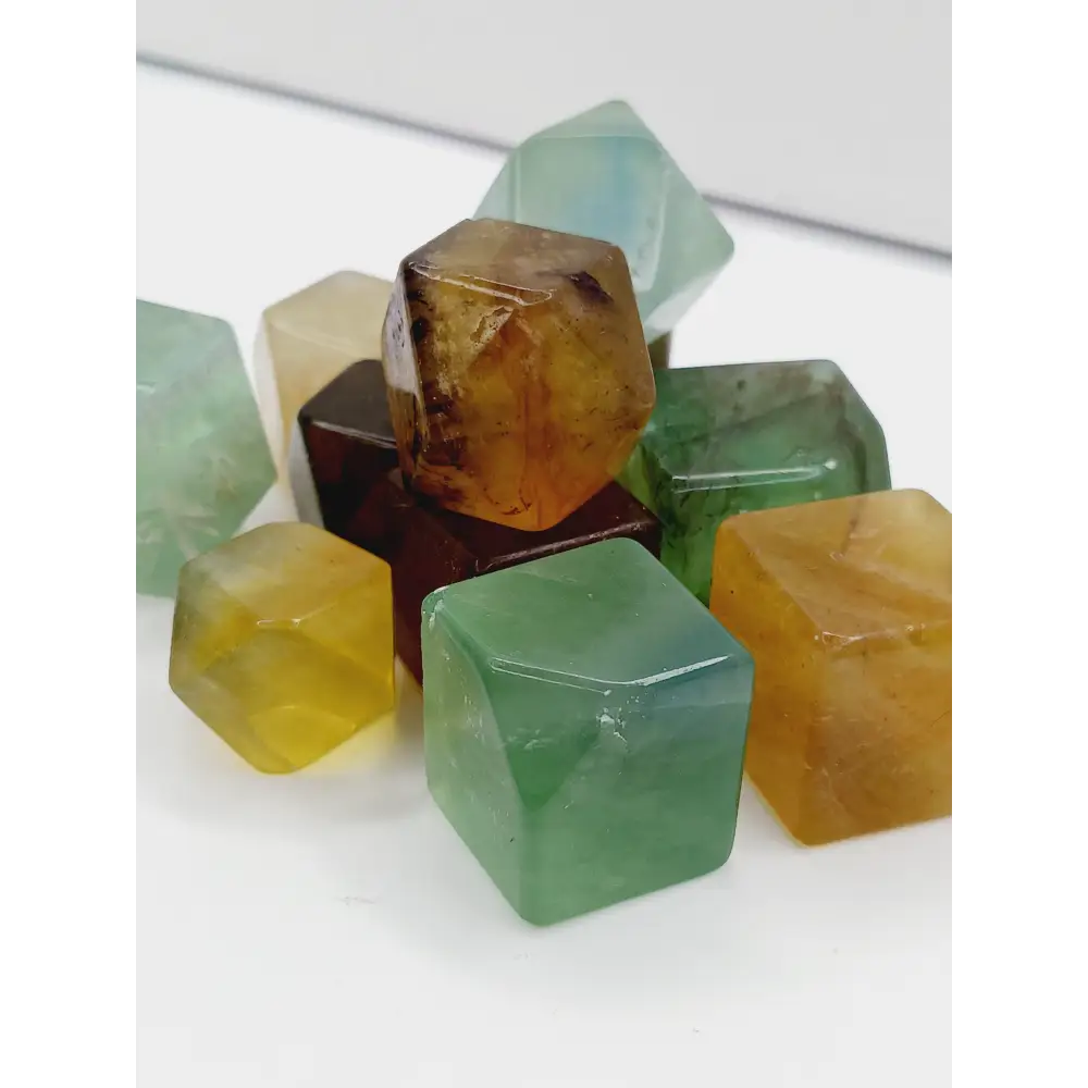 🌈✨ Rainbow Fluorite Cube or Octahedron 1 Inch – Clarity Balance and Sacred Geometry 🌀 - Tumbles