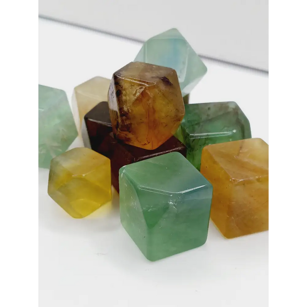 🌈✨ Rainbow Fluorite Cube or Octahedron 1 Inch – Clarity Balance and Sacred Geometry 🌀 - Tumbles