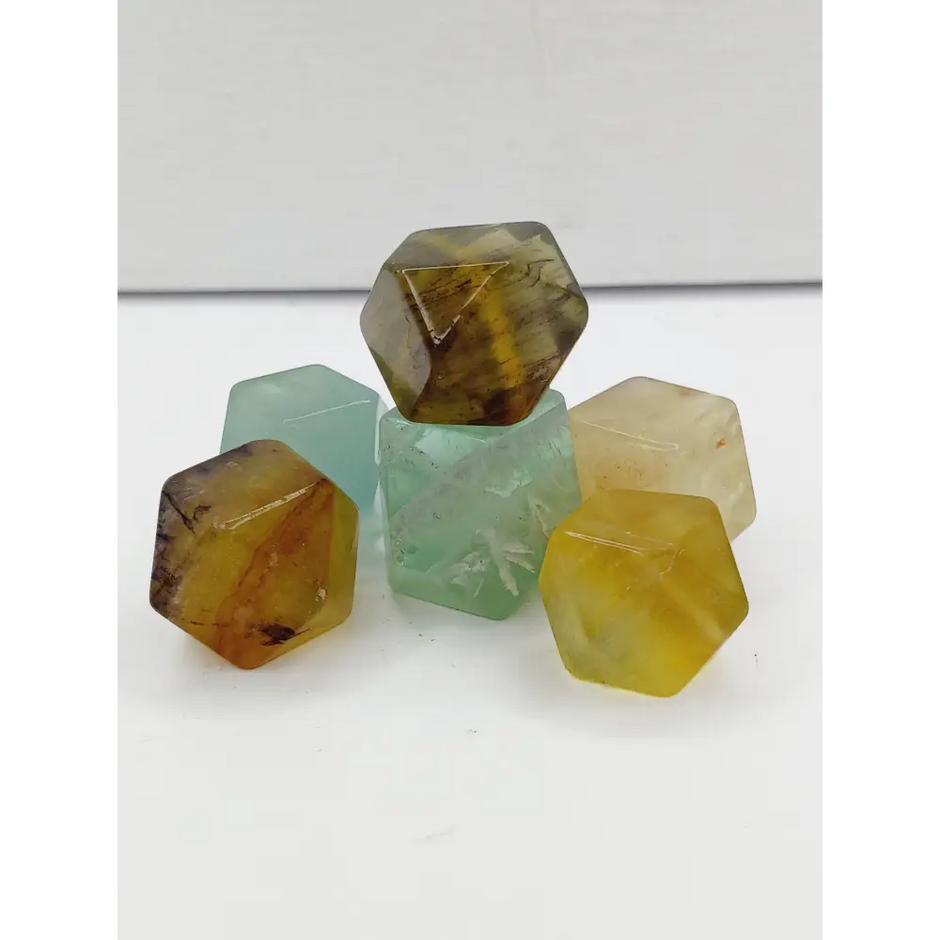 🌈✨ Rainbow Fluorite Cube or Octahedron 1 Inch – Clarity Balance and Sacred Geometry 🌀 - Octahedron - Tumbles