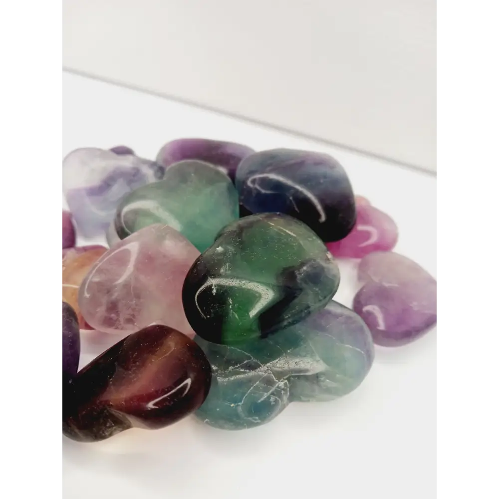🌈💚 Rainbow Fluorite Heart – Focus Harmony and Intuitive Clarity 💜 - Rainbow Fluorite Hearts 1.25’’- 1.75’’ - Carvings