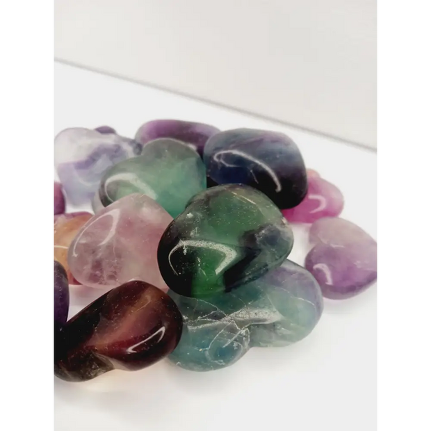 🌈💚 Rainbow Fluorite Heart – Focus Harmony and Intuitive Clarity 💜 - Rainbow Fluorite Hearts 1.25’’- 1.75’’ - Carvings