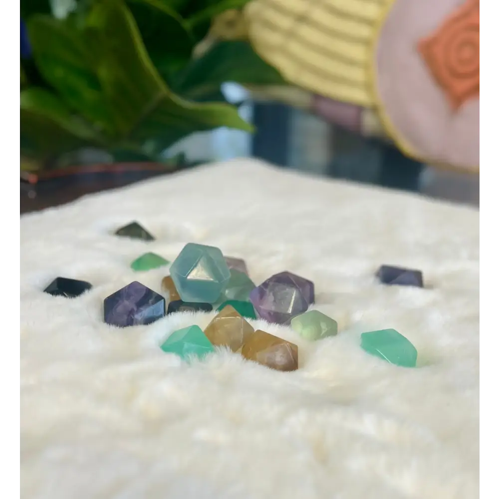 Rainbow Fluorite Octahedron - Tumbles